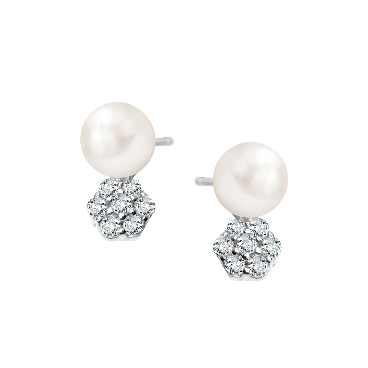 Kolczyki srebrne z cyrkoniami i perłami Pearls YES
